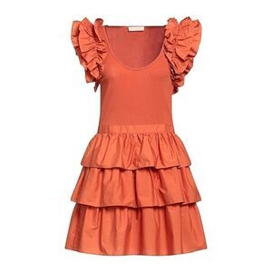 ULLA JOHNSON Hanna Tiered Ruffle Mini Dress Size 10 Women’s in Burnt Orange